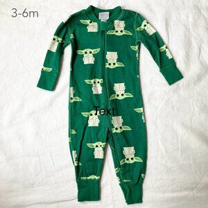 💙2/$25 Hanna Andersson 3-6 Months Star Wars Yoda Green Zipper Sleeper